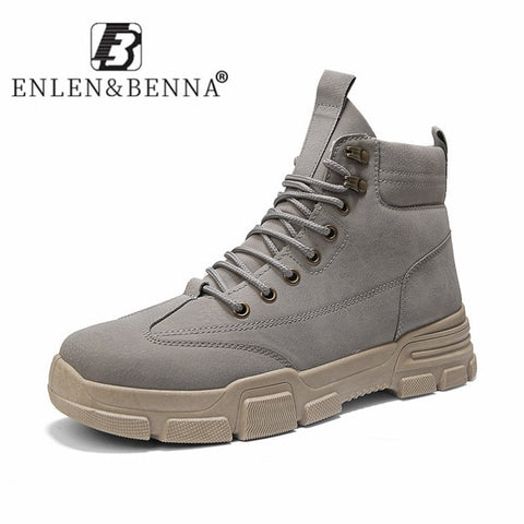 2020 New Men Boots Leather Waterproof Lace Up Military Boots Men Winter Ankle Lightweight Shoes for Men Winter Casual Non Slip